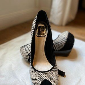Christian Dior Escarpin Tweed Peep Toes
